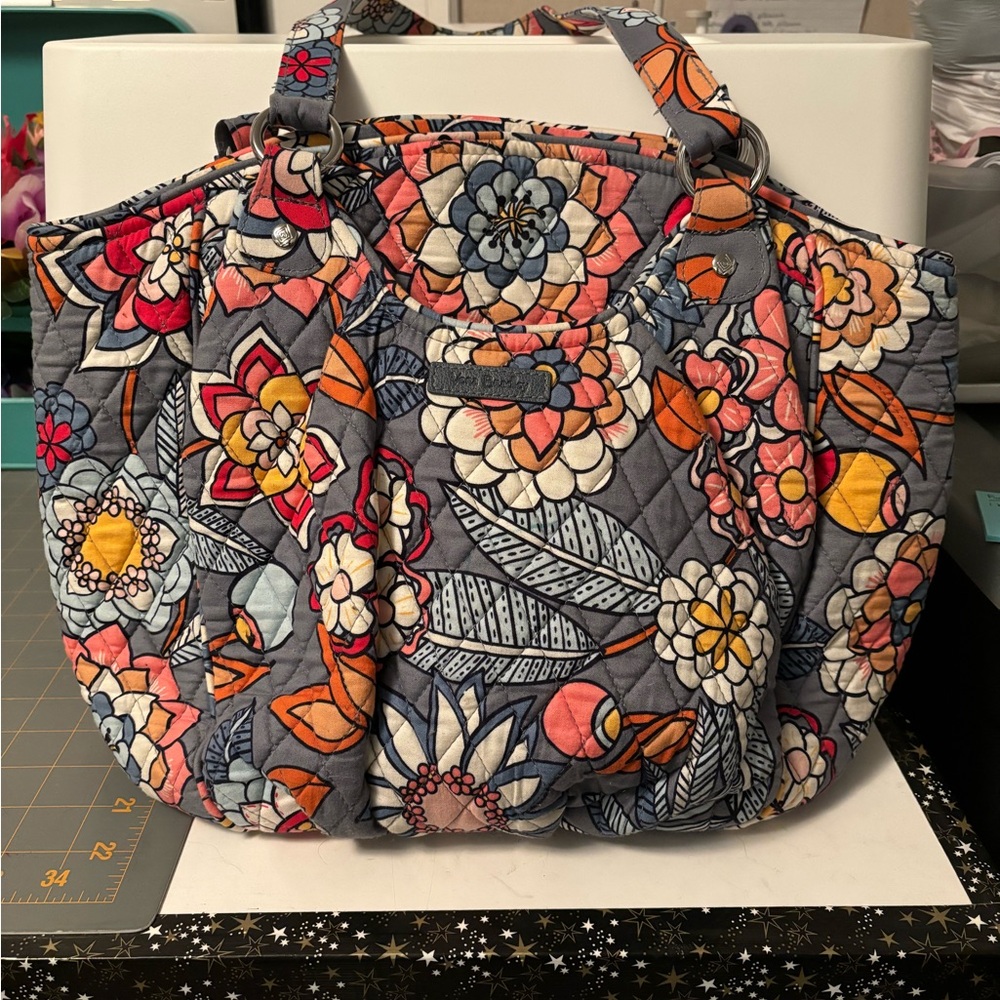 Vera Bradley grey floral purse/ tote bag